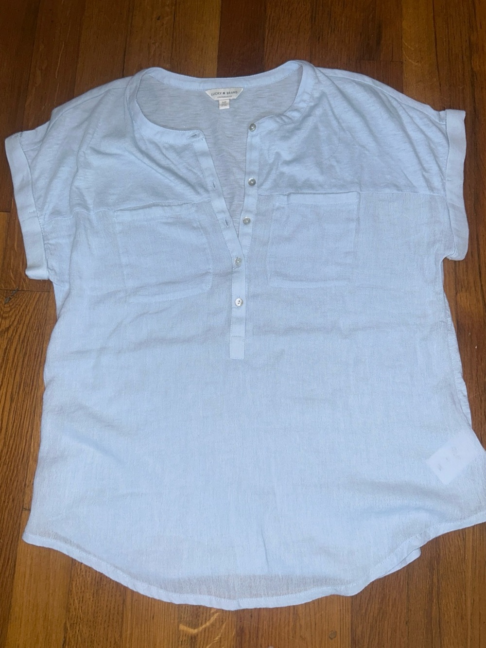 Lucky Brand Light Blue Shirt Blouse buttons Tee Top S